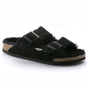 Black Shearling Birkenstocks size 41